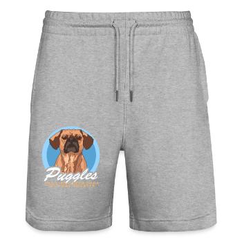 Puggle Dog Owner Dog Owner Gift - Stanley/Stella Trainer Unisex Organic Jogging Shorts - heather grey - Front - Nik (191cm) & Marisol (170cm)
