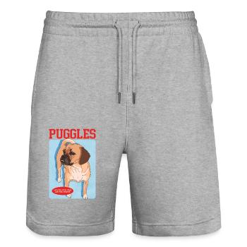 Puggle Dog Owner Cadeau pour propriétaire de chien - Short de jogging bio TRAINER Stanley/Stella unisexe - gris chiné - Devant - Nik (191cm) & Marisol (170cm)
