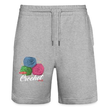Crochet Crocheter Crocheter Gift - Stanley/Stella Trainer Unisex Organic Jogging Shorts - heather grey - Front - Nik (191cm) & Marisol (170cm)