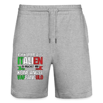 Italien Italiener Vaffanculo - Stanley/Stella Unisex Bio Joggingshorts Trainer  - Grau meliert - Vorne - Nik (191cm) & Marisol (170cm)