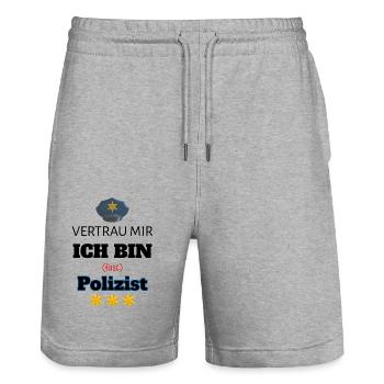 Polizei Geschenk - Stanley/Stella Unisex Bio Joggingshorts Trainer  - Grau meliert - Vorne - Nik (191cm) & Marisol (170cm)