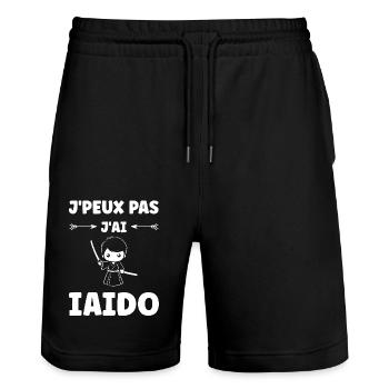 iaido - Stanley/Stella Trainer Unisex Organic Jogging Shorts - black - Front - Nik (191cm) & Marisol (170cm)