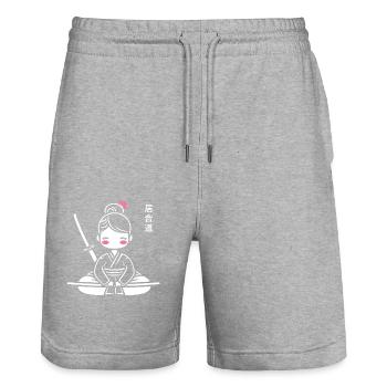 zadi 3 - Short de jogging bio TRAINER Stanley/Stella unisexe - gris chiné - Devant - Nik (191cm) & Marisol (170cm)