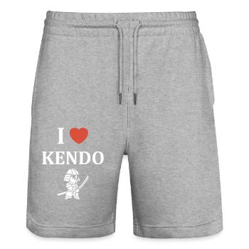 KENDO - Stanley/Stella Unisex Bio Joggingshorts Trainer  - Grau meliert - Vorne - Nik (191cm) & Marisol (170cm)