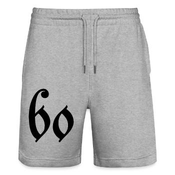 60. 60 ANS. 60e ANNIVERSAIRE. ANNIVERSAIRE 60 ANS. - Short de jogging bio TRAINER Stanley/Stella unisexe - gris chiné - Devant - Nik (191cm) & Marisol (170cm)