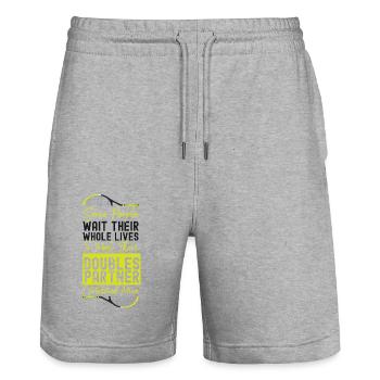 Funny Tennis Player Racket Husband - Stanley/Stella Trainer Unisex Organic Jogging Shorts - heather grey - Front - Nik (191cm) & Marisol (170cm)