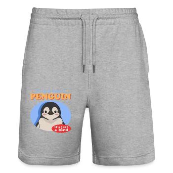 Pinguin Baby Pinguine Geschenk - Stanley/Stella Unisex Bio Joggingshorts Trainer  - Grau meliert - Vorne - Nik (191cm) & Marisol (170cm)