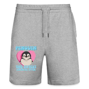 Pinguin Baby süße Pinguine Geschenke - Stanley/Stella Unisex Bio Joggingshorts Trainer  - Grau meliert - Vorne - Nik (191cm) & Marisol (170cm)