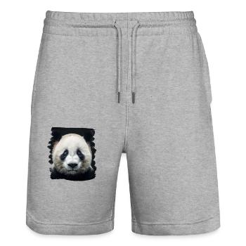 Giant Panda Große Pandas Großer Panda - Stanley/Stella Unisex Bio Joggingshorts Trainer  - Grau meliert - Vorne - Nik (191cm) & Marisol (170cm)