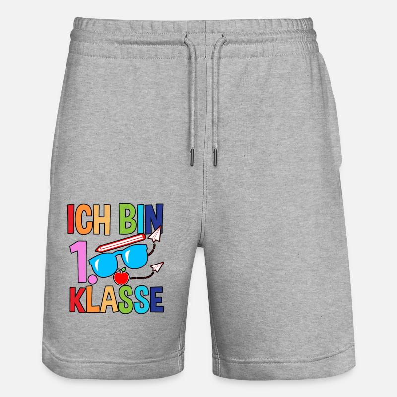Erste Klasse Schulkind Schulbeginn Einschulung - Stanley/Stella Unisex Bio Joggingshorts Trainer  - Grau meliert