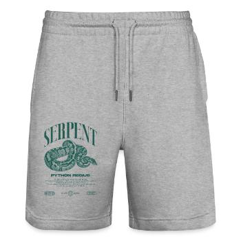 Ball Python Moderne Reptilienwärter Streetwear - Stanley/Stella Unisex Bio Joggingshorts Trainer  - Grau meliert - Vorne - Nik (191cm) & Marisol (170cm)