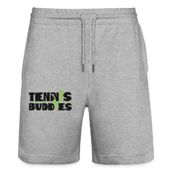Drôle de joueur de tennis raquette Besties - Short de jogging bio TRAINER Stanley/Stella unisexe - gris chiné - Devant - Nik (191cm) & Marisol (170cm)