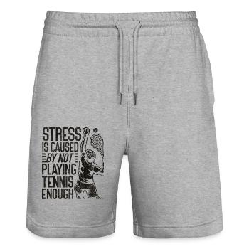 Funny Tennis Player Racket Stress - Stanley/Stella Unisex Bio Joggingshorts Trainer  - Grau meliert - Vorne - Nik (191cm) & Marisol (170cm)