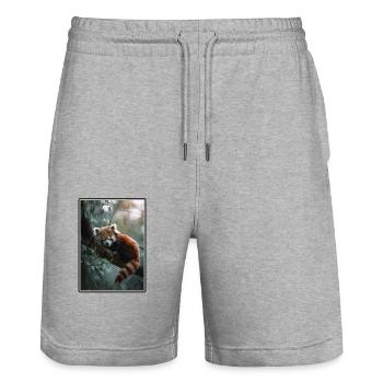 Red Panda Kleine Pandas Kleiner Roter Panda - Stanley/Stella Unisex Bio Joggingshorts Trainer  - Grau meliert - Vorne - Nik (191cm) & Marisol (170cm)