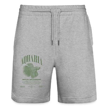 Betta Fish Keeper Moderne Streetwear - Stanley/Stella Unisex Bio Joggingshorts Trainer  - Grau meliert - Vorne - Nik (191cm) & Marisol (170cm)