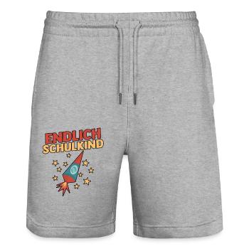 Kita Abgänger Schulanfang Schulkind Einschulung - Stanley/Stella Unisex Bio Joggingshorts Trainer  - Grau meliert - Vorne - Nik (191cm) & Marisol (170cm)
