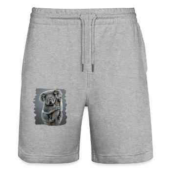 Koalas Koala - Stanley/Stella Trainer Unisex Organic Jogging Shorts - heather grey - Front - Nik (191cm) & Marisol (170cm)