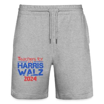 Lehrer für Harris Walz 2024 - Stanley/Stella Unisex Bio Joggingshorts Trainer  - Grau meliert - Vorne - Nik (191cm) & Marisol (170cm)