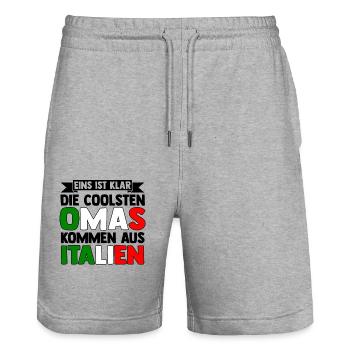 Italia Italiener Oma Nonna Italienisch Italien - Stanley/Stella Unisex Bio Joggingshorts Trainer  - Grau meliert - Vorne - Nik (191cm) & Marisol (170cm)