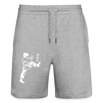 Taekwondo - Stanley/Stella Unisex Bio Joggingshorts Trainer  - Grau meliert - Vorne - Nik (191cm) & Marisol (170cm)