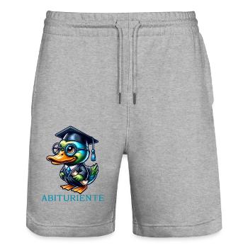 Abituriente Abi Motto - Stanley/Stella Unisex Bio Joggingshorts Trainer  - Grau meliert - Vorne - Nik (191cm) & Marisol (170cm)