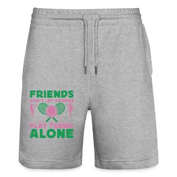 Funny Tennis Player Racket Just A - Stanley/Stella Unisex Bio Joggingshorts Trainer  - Grau meliert - Vorne - Nik (191cm) & Marisol (170cm)