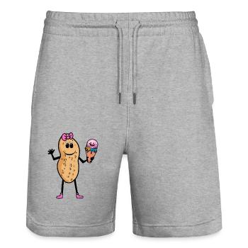 Erdnuss Erdnüsse Kinder Kind Baby Eiswaffel Eis - Stanley/Stella Unisex Bio Joggingshorts Trainer  - Grau meliert - Vorne - Nik (191cm) & Marisol (170cm)