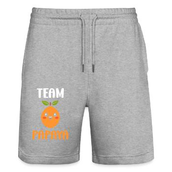 Papaya - Stanley/Stella Trainer Unisex Organic Jogging Shorts - heather grey - Front - Nik (191cm) & Marisol (170cm)