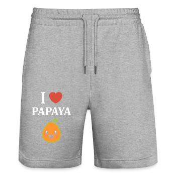 Papaya - Stanley/Stella Trainer Unisex Organic Jogging Shorts - heather grey - Front - Nik (191cm) & Marisol (170cm)