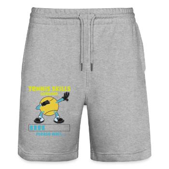 Drôle de joueur de tennis Raquette Tennis - Short de jogging bio TRAINER Stanley/Stella unisexe - gris chiné - Devant - Nik (191cm) & Marisol (170cm)