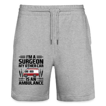 I'm A Surgeon My Other Car Is An Ambulance Surgica - Stanley/Stella Trainer Unisex Organic Jogging Shorts - heather grey - Front - Nik (191cm) & Marisol (170cm)