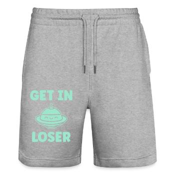 fliegende Untertasse - Stanley/Stella Unisex Bio Joggingshorts Trainer  - Grau meliert - Vorne - Nik (191cm) & Marisol (170cm)