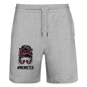 Halloween Momster Monster Mom - Stanley/Stella Trainer Unisex Organic Jogging Shorts - heather grey - Front - Nik (191cm) & Marisol (170cm)