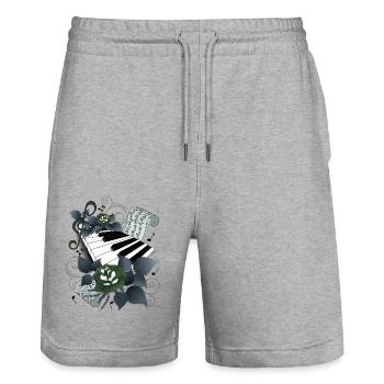 Piano with roses grey-blue - Stanley/Stella Trainer Unisex Organic Jogging Shorts - heather grey - Front - Nik (191cm) & Marisol (170cm)