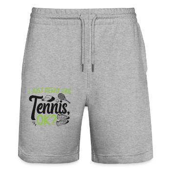 Funny Tennis Player Racket I Just - Stanley/Stella Unisex Bio Joggingshorts Trainer  - Grau meliert - Vorne - Nik (191cm) & Marisol (170cm)