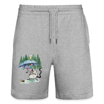 Drôle de rat forêt temps pluvieux parapluie randonnée - Short de jogging bio TRAINER Stanley/Stella unisexe - gris chiné - Devant - Nik (191cm) & Marisol (170cm)