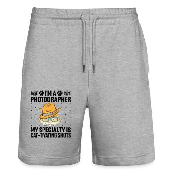 Cat Photographers Cat Lovers Photograpy Cats Photo - Stanley/Stella Trainer Unisex Organic Jogging Shorts - heather grey - Front - Nik (191cm) & Marisol (170cm)
