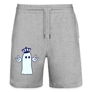 Cute Metal Halloween Ghost King Crown Ghost - Stanley/Stella Trainer Unisex Organic Jogging Shorts - heather grey - Front - Nik (191cm) & Marisol (170cm)