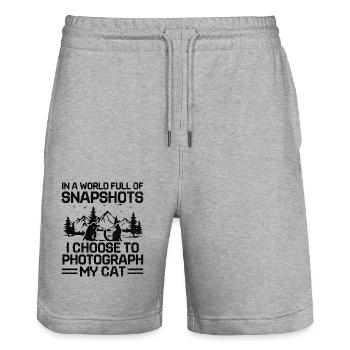 Cat Photographers Cat Lovers Photograpy Cats Photo - Stanley/Stella Trainer Unisex Organic Jogging Shorts - heather grey - Front - Nik (191cm) & Marisol (170cm)