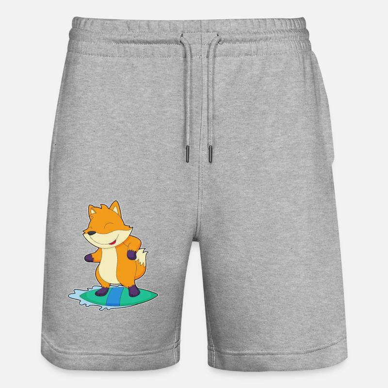 Fox Surfer Surfboard - Stanley/Stella Trainer Unisex Organic Jogging Shorts - heather grey