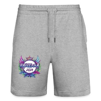 Barcelona 2024 Colorful - Stanley/Stella Trainer Unisex Organic Jogging Shorts - heather grey - Front - Nik (191cm) & Marisol (170cm)