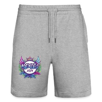 Mexiko 2024 Bunt - Stanley/Stella Unisex Bio Joggingshorts Trainer  - Grau meliert - Vorne - Nik (191cm) & Marisol (170cm)