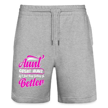 Aunt Great Aunt I Just Keep Getting Better Cute - Stanley/Stella Unisex Bio Joggingshorts Trainer  - Grau meliert - Vorne - Nik (191cm) & Marisol (170cm)