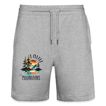 Faith can move Mountains, Matthew 17:20 - Stanley/Stella Unisex Bio Joggingshorts Trainer  - Grau meliert - Vorne - Nik (191cm) & Marisol (170cm)