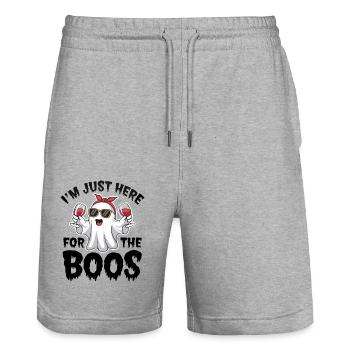 I'm just here for the Boos Halloween Party - Stanley/Stella Trainer Unisex Organic Jogging Shorts - heather grey - Front - Nik (191cm) & Marisol (170cm)