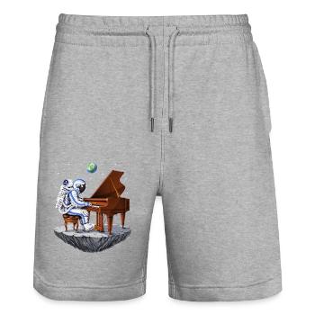 Space Astronaut Pianist - Stanley/Stella Trainer Unisex Organic Jogging Shorts - heather grey - Front - Nik (191cm) & Marisol (170cm)