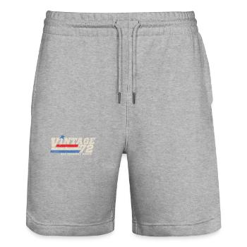 1972 Anniversaire Vintage Toutes les pièces d’origine No II - Short de jogging bio TRAINER Stanley/Stella unisexe - gris chiné - Devant - Nik (191cm) & Marisol (170cm)