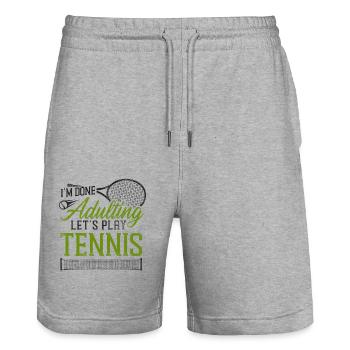 drôle de raquette de joueur de tennis je suis - Short de jogging bio TRAINER Stanley/Stella unisexe - gris chiné - Devant - Nik (191cm) & Marisol (170cm)