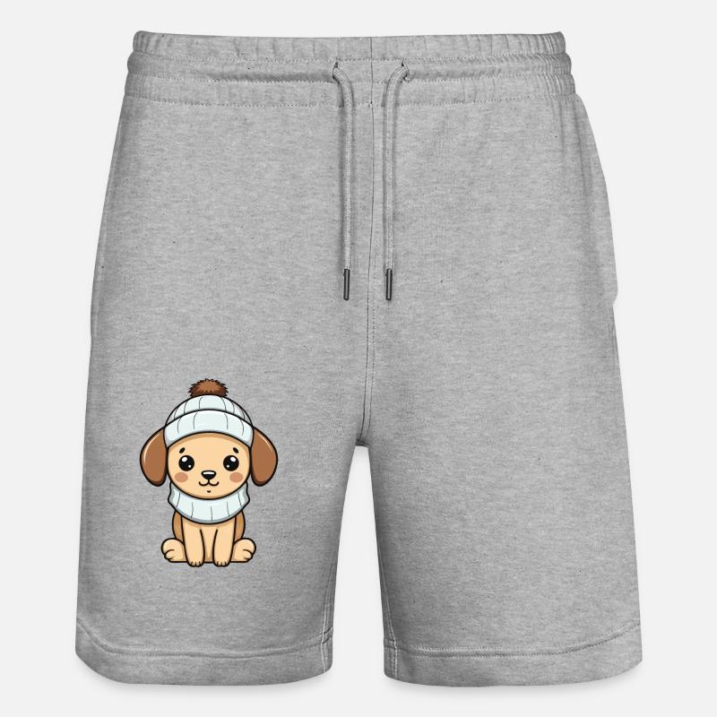 Chien Hiver Bande Dessinée Mignon - Short de jogging bio TRAINER Stanley/Stella unisexe - gris chiné