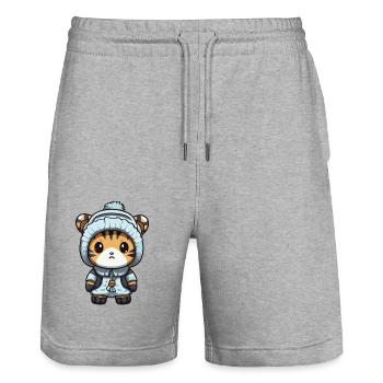 Tiger Winter Comic Niedlich - Stanley/Stella Unisex Bio Joggingshorts Trainer  - Grau meliert - Vorne - Nik (191cm) & Marisol (170cm)